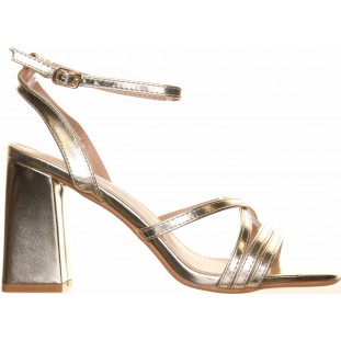 Gold Block Heel Strappy Sandal