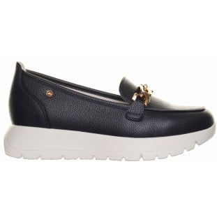 Zanni & Co Navy Chain Trim Low Wedge Laofer