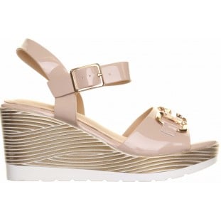 Zanni & Co Nude Snaffle Trim Wedge Sandal