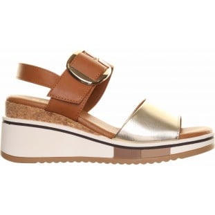 Tan Two Tone Wedge Sandal