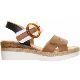 Tan Two Tone Rope Edge Wedge Sandal