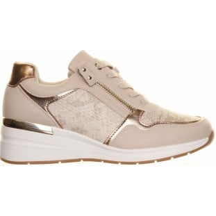 Beige Snake Panel Wedge Casual