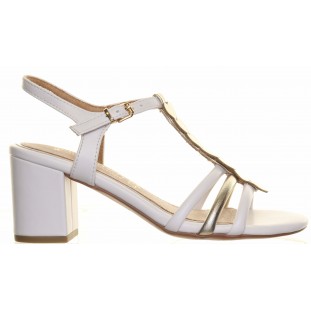 Marco Tozzi White Block Heel Gold Heart Detail Sandal